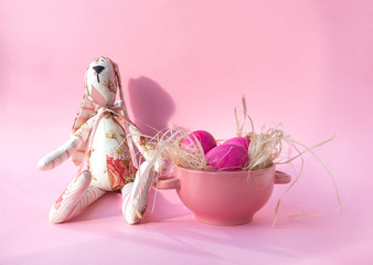 pink eggs, Easter, Easter eggs, rabbit,