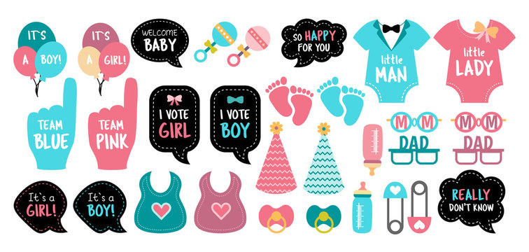 gender reveal baby shower photo booth props
