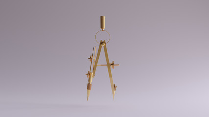 Gold Architects Compass Drawing Tool 3d illustration 3d render 