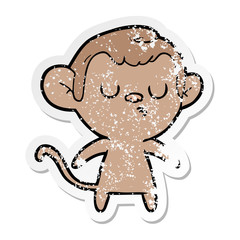 distressed sticker of a cartoon monkey