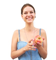 smiling girl with apple.