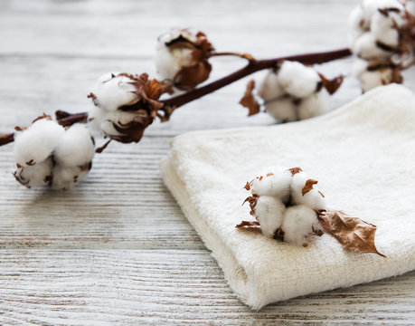 cotton flower and towel