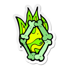 sticker of a cartoon halloween bone number