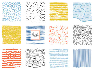 Set of abstract backgrounds and scribble textures. Vector illustration.