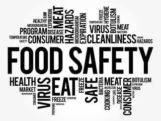 Food Safety word cloud collage, concept background