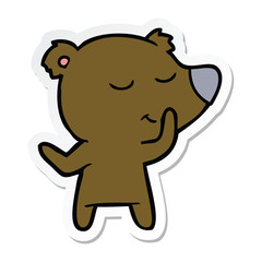 sticker of a happy cartoon bear