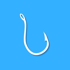 Barbed fish hook illustration on blue background