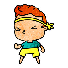 textured cartoon kawaii working out boy