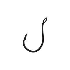 Black fishing hook icon flat isolated on white background.