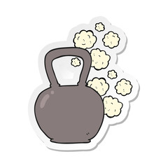 sticker of a cartoon heavy kettle bell