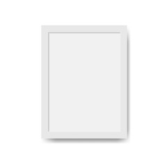 White square picture frame. Wide frame or small picture. Minimalistic photo realistic frame. Graphic design element for scrapbooking, art work presentation, web, flyers, posters. Vector illustration.