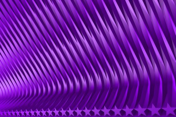 cute purple 3D Illustration of abstract background - volumetric surfaces formed by extruded star shape, christmass or veterans day concept