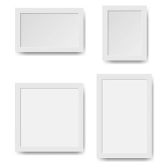 Set of empty white picture frames.Vector paper frame isolated on white