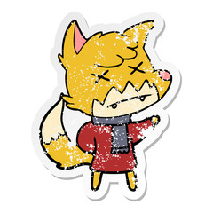 distressed sticker of a cartoon dead fox