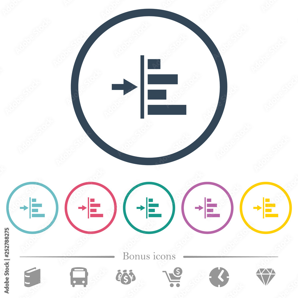 Poster increase left indentation of content flat color icons in round outlines