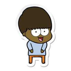 sticker of a happy cartoon boy