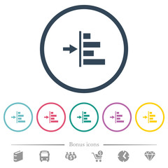 Obraz premium Increase left indentation of content flat color icons in round outlines