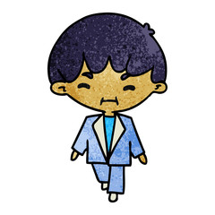 textured cartoon kawaii cute boy in suit
