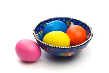 easter eggs in painted plate
