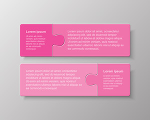 Two pieces, steps puzzle square info graphic.