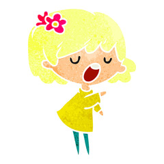 retro cartoon of a cute kawaii girl