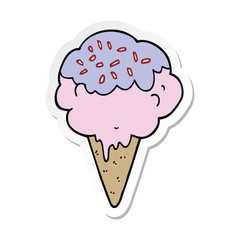 sticker of a cartoon ice cream