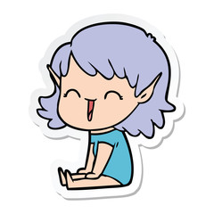 sticker of a cartoon elf girl