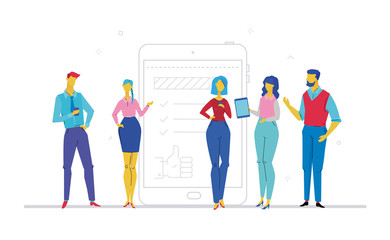 Team work - flat design style colorful illustration