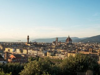 Fototapeta na wymiar wide angle afternoon view of the duomo and florence