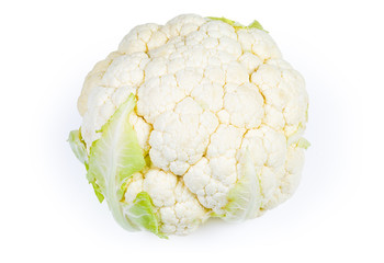 Head of cauliflower on a white background