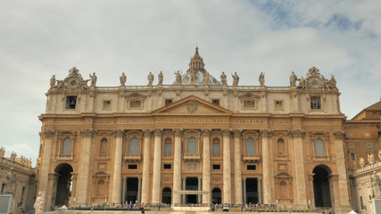 Fototapeta na wymiar exterior close view of saint peter's basilica and square, rome