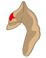 Vector illustration of the headdress budenovka from the side