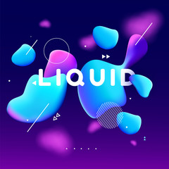 Abstract color liquid shapes. Flow. Fluid. Blue and pink. geometric elements. Modern background. Vector illustration. eps 10