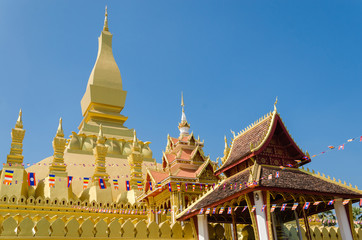 Pha That Luang (or Great Stupa) is The One Attractive Landmark of Vientiane City of Laos.