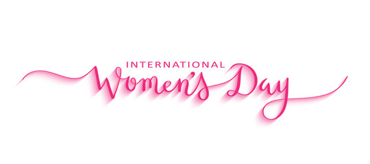 HAPPY WOMEN’S DAY Pink 3D Relief Brush Calligraphy Banner