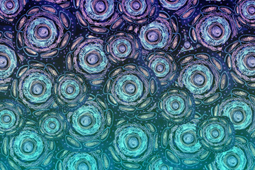 space flowers. pencil sketch in neon colors. 