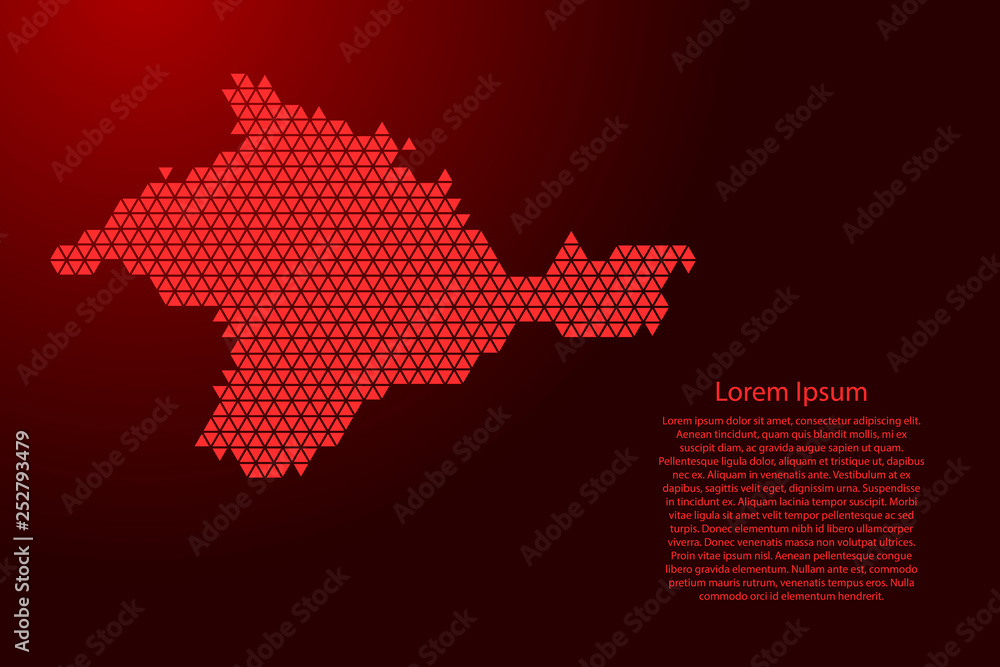Poster crimea map abstract schematic from red triangles repeating pattern geometric background with nodes f