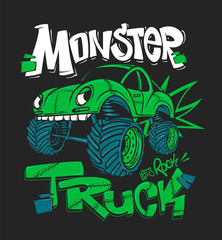 Monster Truck. Vector illustration for t-shirt prints © rosovskyi