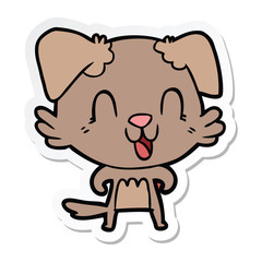 sticker of a laughing cartoon dog