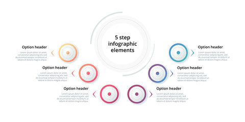 Business process chart infographic with 6 step circles. Circular corporate workflow graphic elements. Company flowchart presentation slide template. Vector info graphic design.