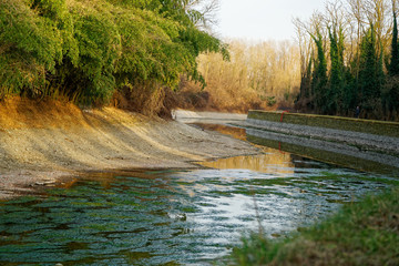 Drought water canal caused by natural disasters in the dry season