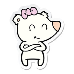 sticker of a female polar bear cartoon