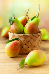 Fresh pears in basket