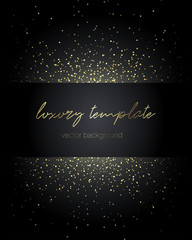 Gold particles. Premium template for text message.
