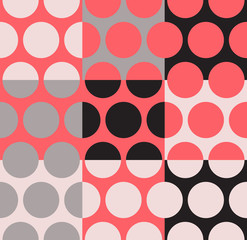 geometric dotted seamless pattern in silver red shades