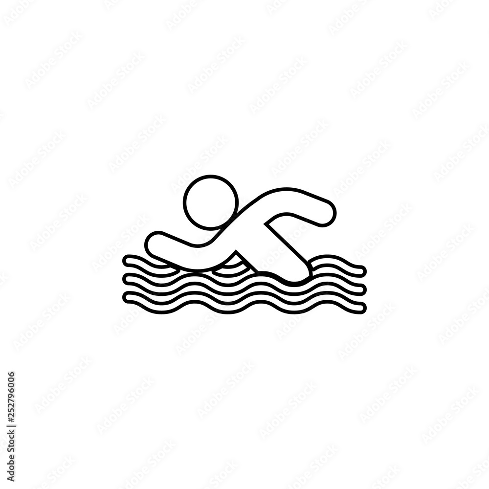 Poster swimming man in the water icon. simple thin line, outline vector of universal icons for ui and ux, w
