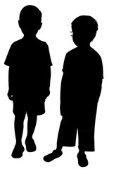 two boys making chat, silhouette vector