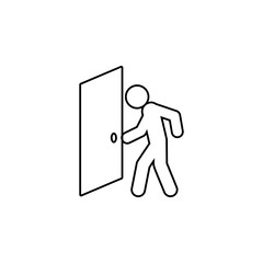 man opens the door icon. Simple thin line, outline vector of universal icons for UI and UX, website or mobile application