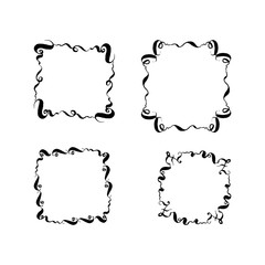 set of vintage handwritten frames. vector black and white illustration