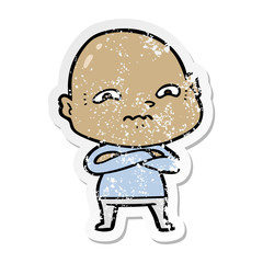 distressed sticker of a cartoon nervous man